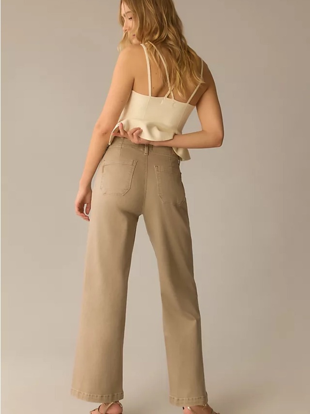 PAIGE Carly High-Rise Wide-Leg 24 Anthropology Moss Taupe